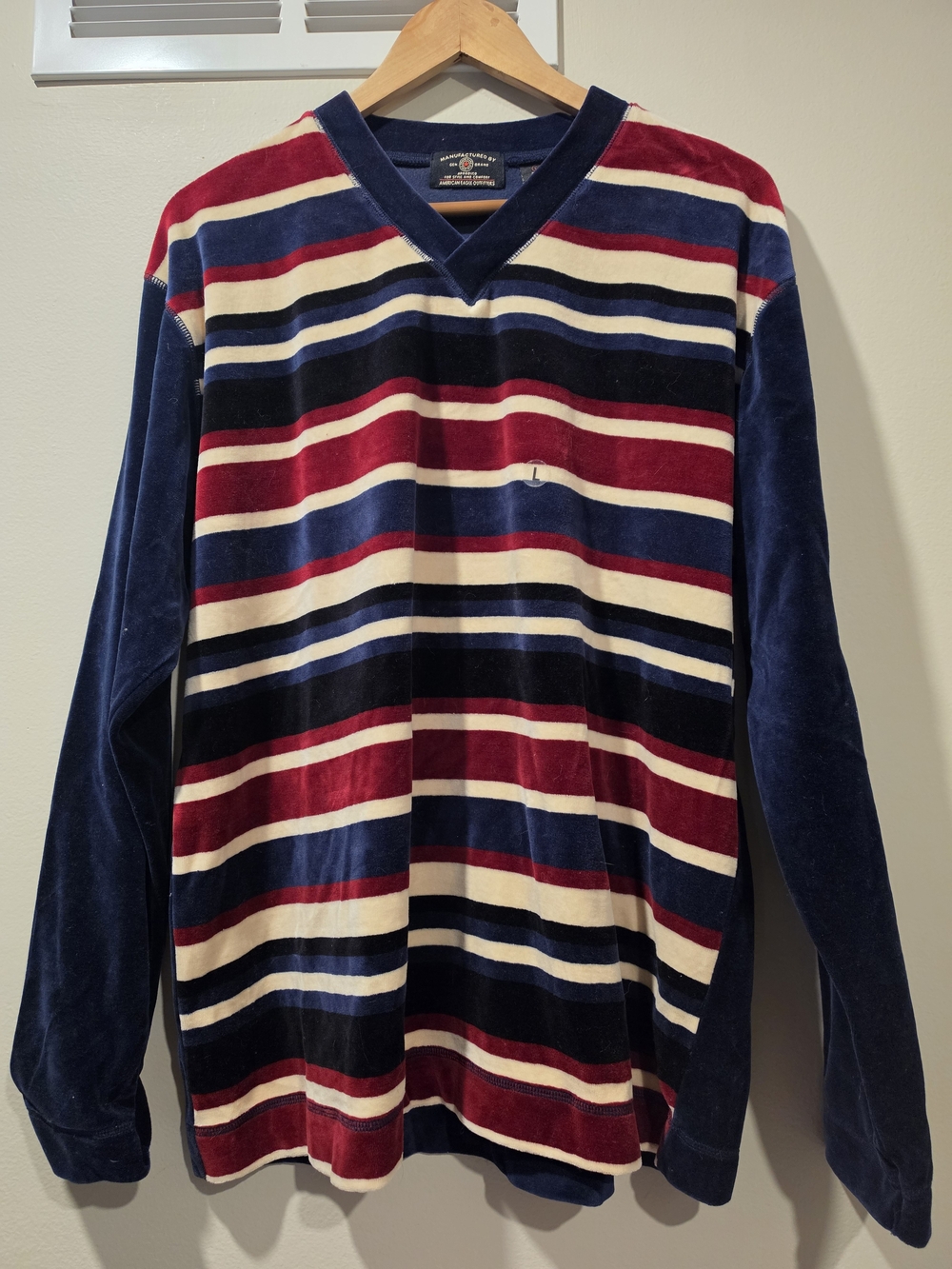 90s/Y2K American Eagle Outfitters Velour Horizontal Striped Pullover